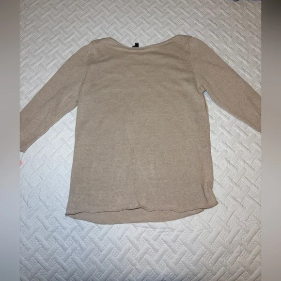Eileen Fisher | 100% Linen Cream Long Sleeve Top - Picture 4 of 4